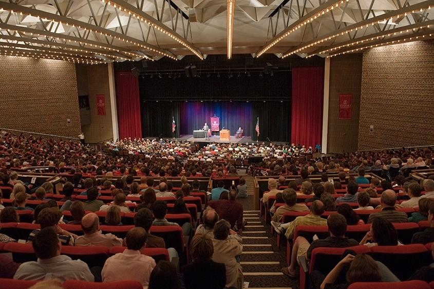 Full audience for on stage performance in Laurie Auditorium