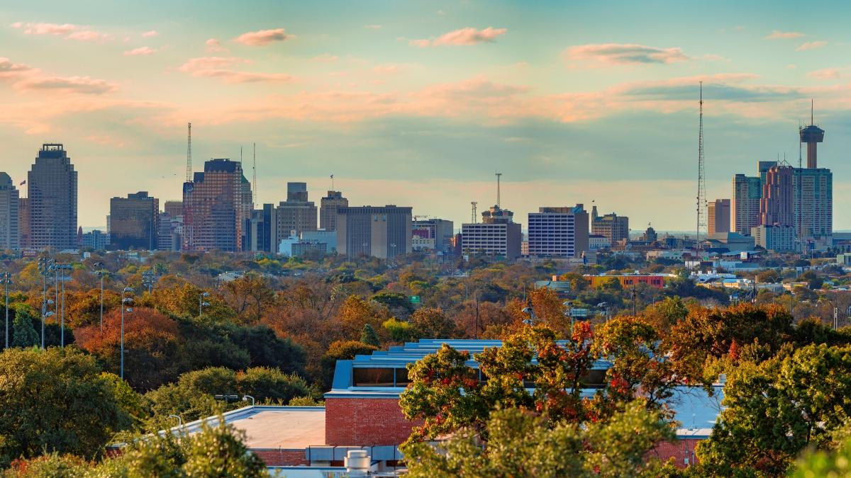 Skyline view of San Antonio from the Trinity campus